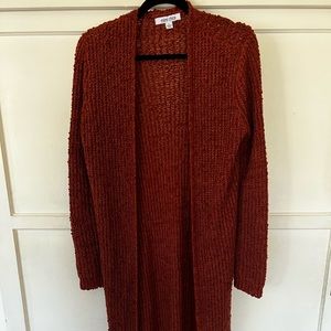 Women’s rust colored cardigan. Size large.